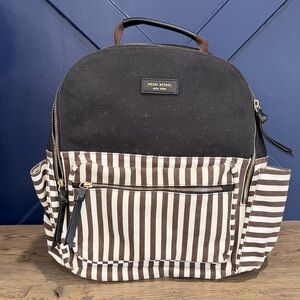 henri bendel Brown & Cream Striped Canvas Daypack